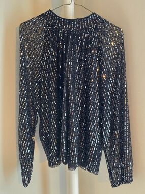 Rock & Shine Black Sequin Long-Sleeve Blouse